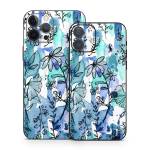 Blue Ink Floral iPhone 12 Series Skin