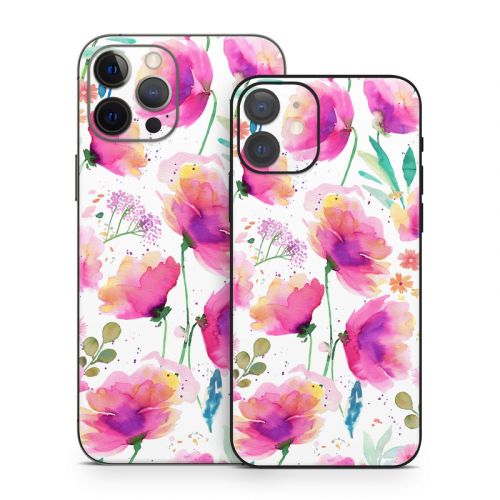 Abstract Pink Poppies iPhone 12 Series Skin