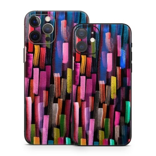 Colorful Brushstrokes Black iPhone 12 Series Skin