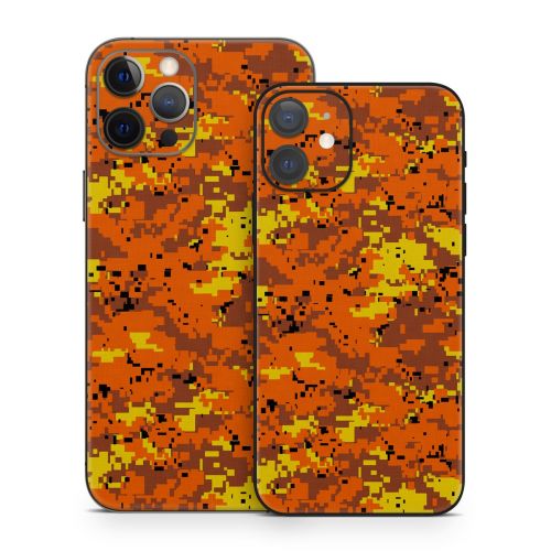 Digital Orange Camo iPhone 12 Skin