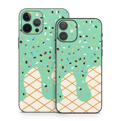 Mint Chocolate Chip Ice Cream Drip iPhone 12 Series Skin