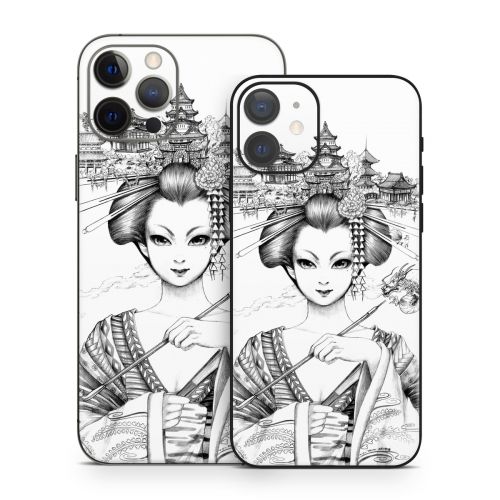Geisha Sketch iPhone 12 Series Skin