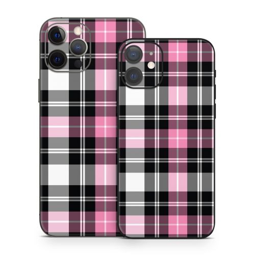 Pink Plaid iPhone 12 Skin