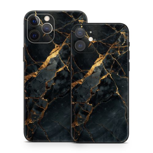 Repaired Black Marble iPhone 12 Series Skin