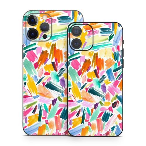 Watercolor Colorful Brushstrokes iPhone 12 Series Skin