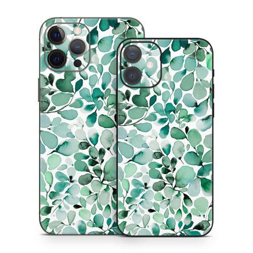 Watercolor Eucalyptus Leaves iPhone 12 Series Skin