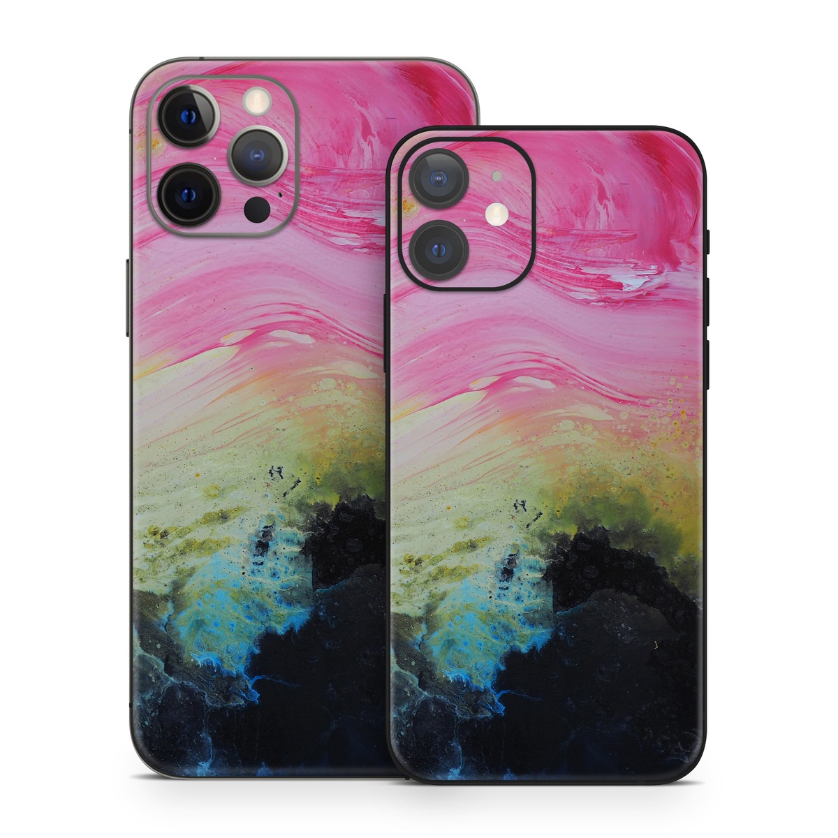 iPhone 12 Series Skin design of Painting, Modern art, Acrylic paint, Art, Pink, Watercolor paint, Visual arts, Paint, Artwork, Magenta, with pink, yellow, orange, blue, black, red colors