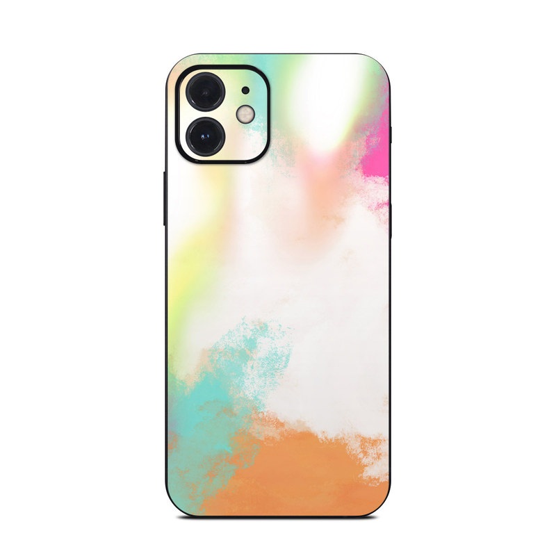 iPhone 12 Series Skin design of Sky, Yellow, Orange, Pink, Art, Illustration, Visual Arts, Pattern, Colorfulness, Watercolor Paint, with white, pink, orange, yellow, blue, brown colors