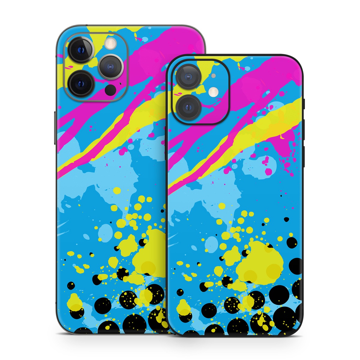 iPhone 12 Series Skin design of Blue, Colorfulness, Graphic design, Pattern, Water, Line, Design, Graphics, Illustration, Visual arts, with blue, black, yellow, pink colors