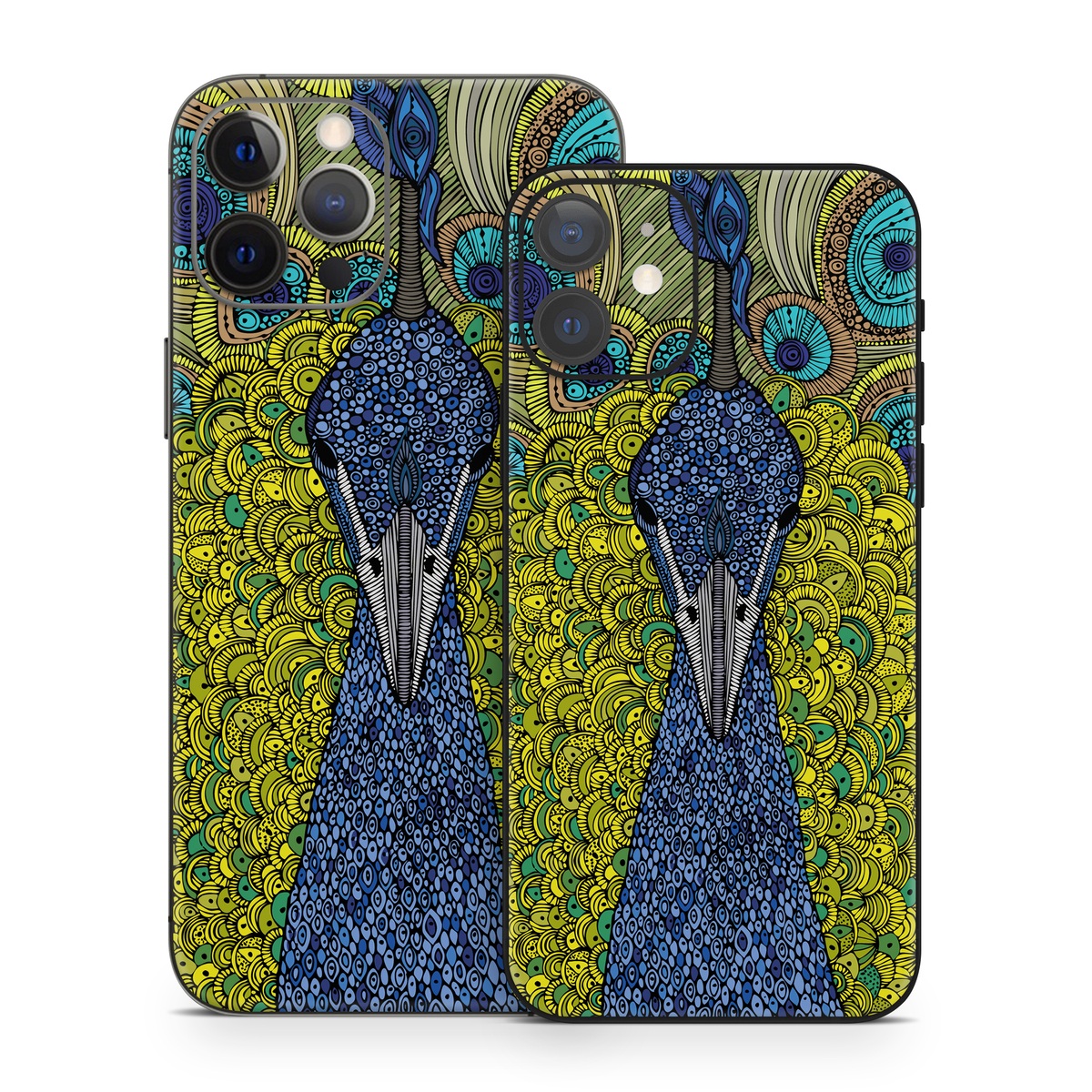 iPhone 12 Series Skin design of Peafowl, Bird, Feather, Pattern, Art, Phasianidae, Galliformes, Design, Psychedelic art, Symmetry, with green, blue, yellow colors
