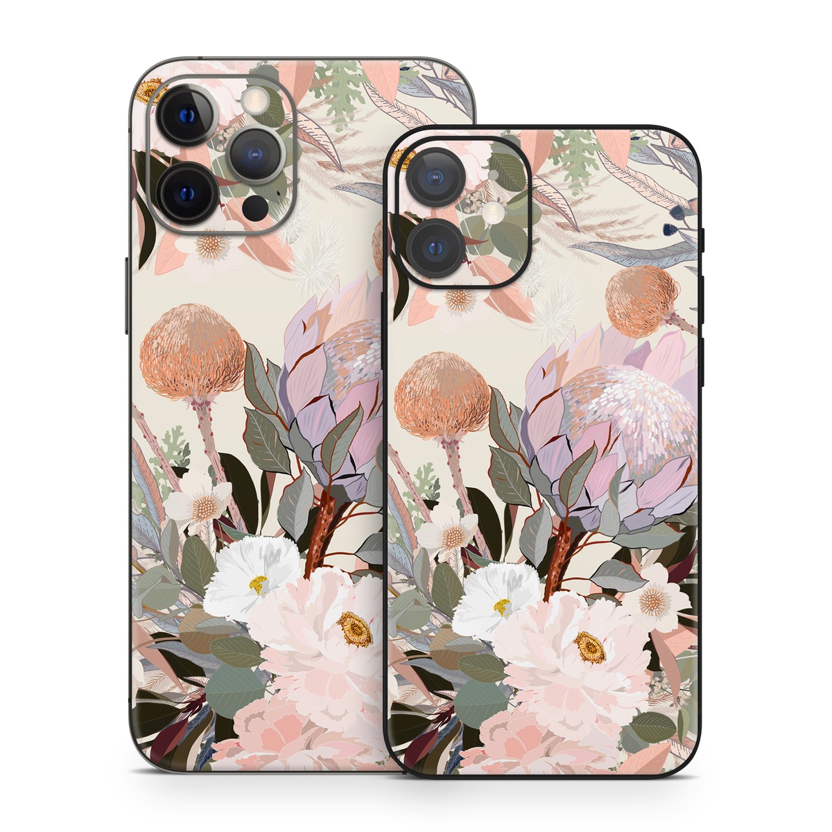 iPhone 12 Series Skin design of Flower, Floral design, Watercolor paint, Plant, Spring, Branch, Flower Arranging, Lilac, Floristry, Petal, with pink, purple, green, brown, white, yellow, black colors