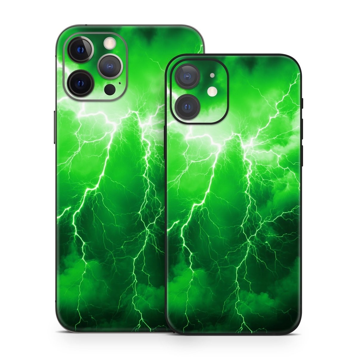 iPhone 12 Series Skin design of Water, Atmosphere, Thunder, Light, Green, Sky, Natural environment, Natural landscape, Electricity, Organism, with black, green colors