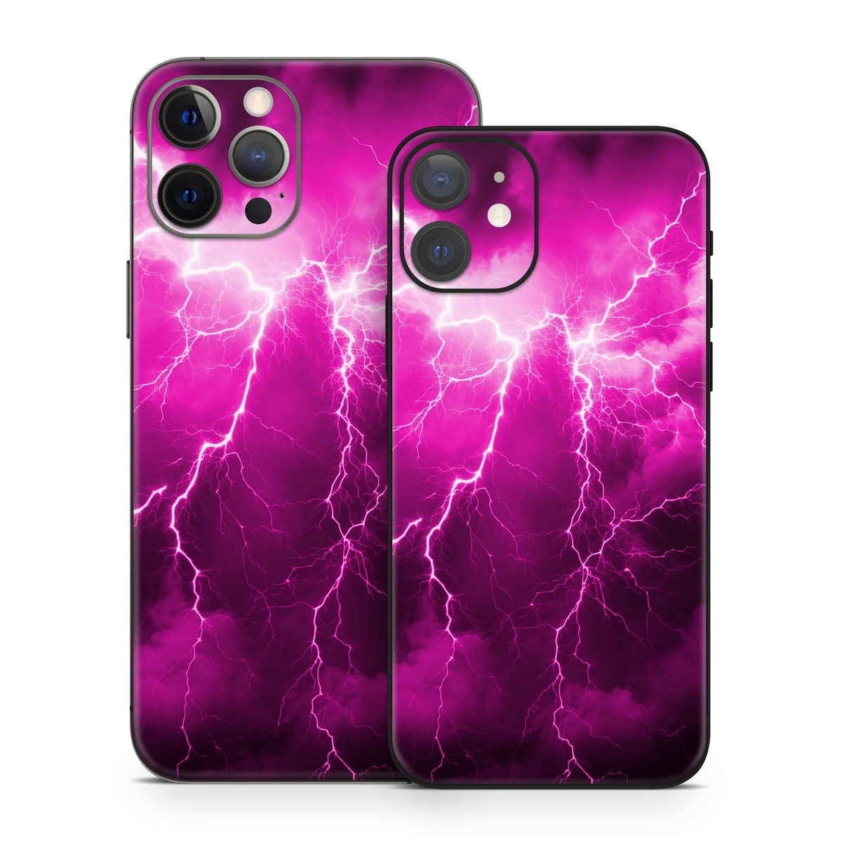 iPhone 12 Series Skin design of Sky, Thunder, Lightning, Thunderstorm, Atmosphere, White, Purple, Light, Nature, Water, with black, pink colors