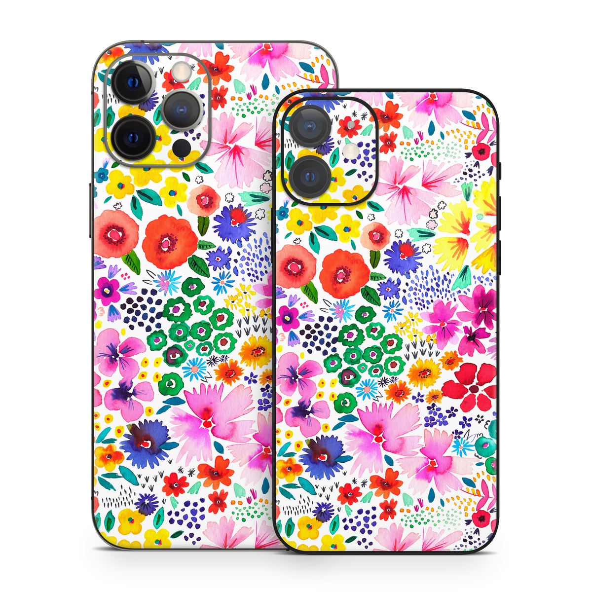 iPhone 12 Series Skin design of Colorfulness, Flower, Pink, Art, Magenta, Pattern, Creative arts, Petal, Symmetry, Electric blue, with white, pink, green, red, blue, purple, yellow, orange colors