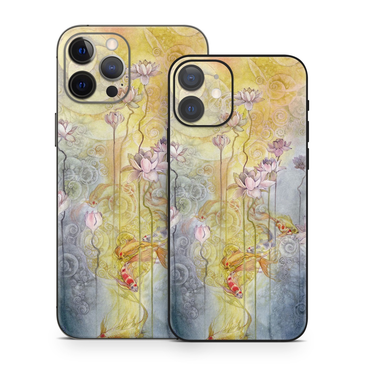 iPhone 12 Series Skin design of Watercolor paint, Painting, Art, Yellow, Flower, Acrylic paint, Floral design, Visual arts, Modern art, Illustration, with blue, red, orange, pink, yellow colors