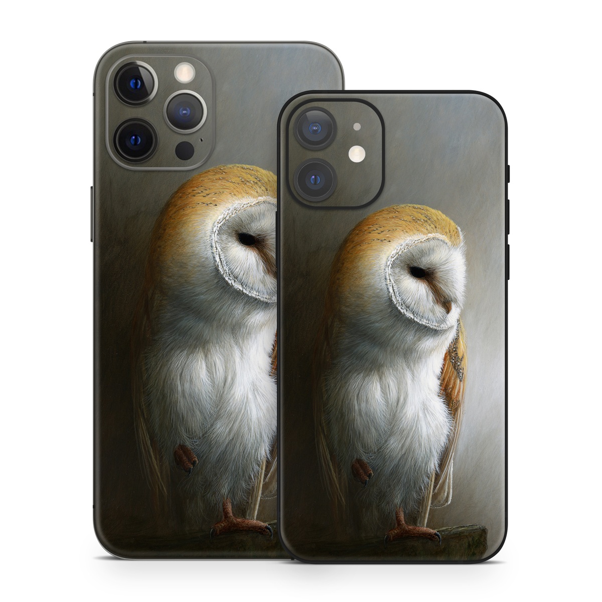 iPhone 12 Series Skin design of Barn owl, Owl, Bird, Bird of prey, Beak, Wildlife, with yellow, white, orange, brown colors