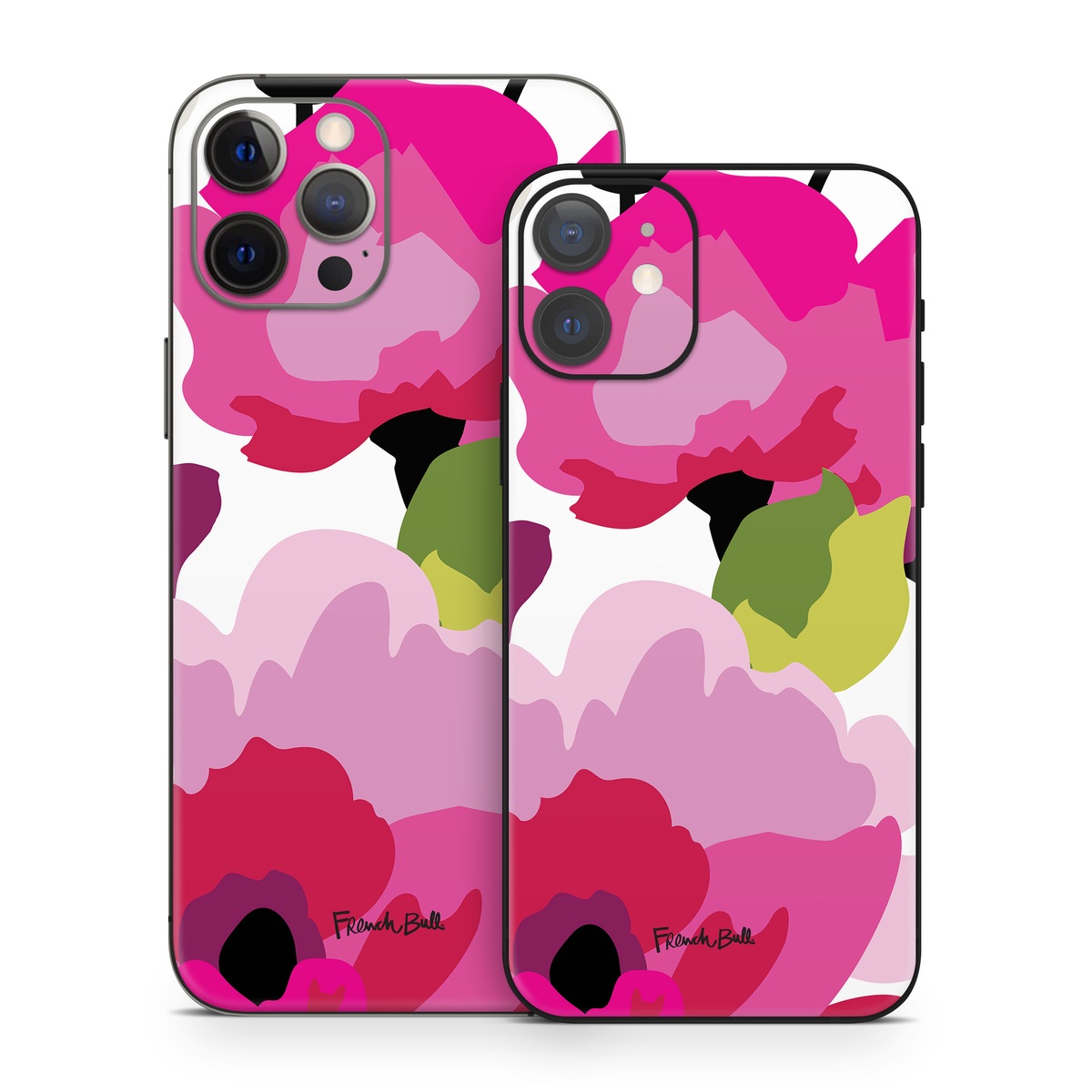 iPhone 12 Series Skin design of Pink, Flower, Pattern, Petal, Plant, Floral design, Design, Botany, Magenta, Anemone, with white, pink, green, red colors