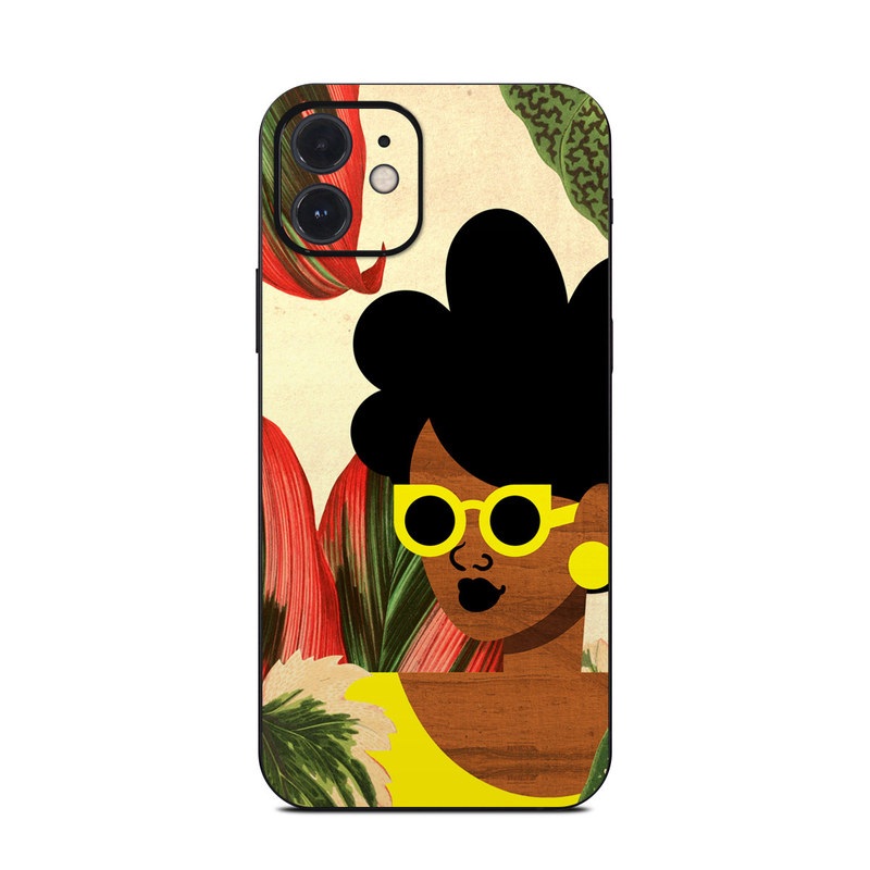 iPhone 12 Series Skin design of Illustration, Plant, Botany, Organism, Leaf, Art, Animation, Grass, Flower, Perennial plant, with green, black, brown, yellow, red colors