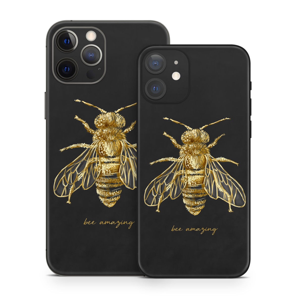 iPhone 12 Series Skin design of Insect, Invertebrate, Membrane-winged insect, Arthropod, Pest, Net-winged insects, Bee, Cicada, Macro photography, Pollinator, with black, yellow, white colors