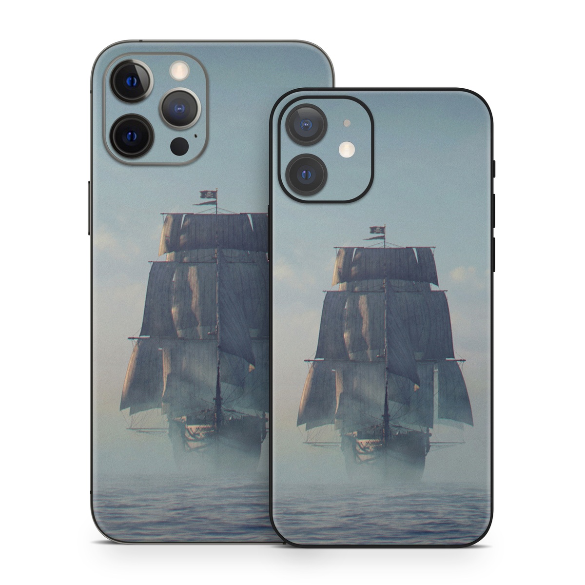 iPhone 12 Series Skin design of Atmospheric phenomenon, Vehicle, Mode of transport, Watercraft, Ship, Sea, with white, blue, black, gray colors