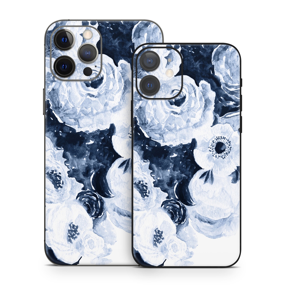 iPhone 12 Series Skin design of White, Flower, Cut flowers, Garden roses, Plant, Bouquet, Rose, Black-and-white, Rose family, Still life, with white, blue colors