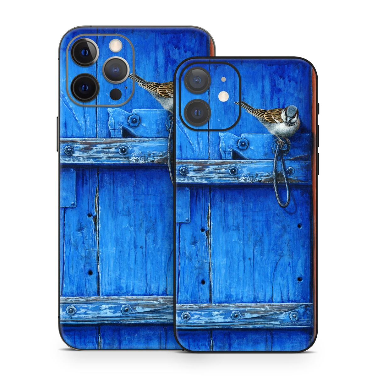 iPhone 12 Series Skin design of Blue, Wood, Door handle, Door, Wall, Door knocker, Electric blue, Still life photography, Window, Handle, with red, blue, brown colors