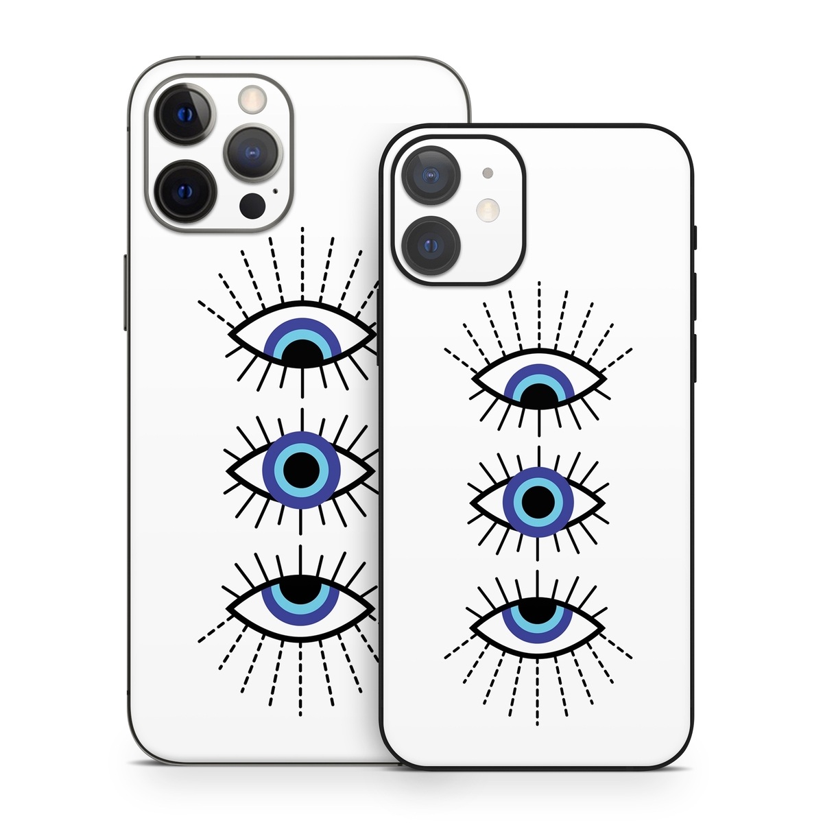 iPhone 12 Series Skin design of Eyebrow, Eyelash, Iris, Art, Font, Circle, Electric blue, Symmetry, Illustration, Graphics, with black, white, blue, purple colors