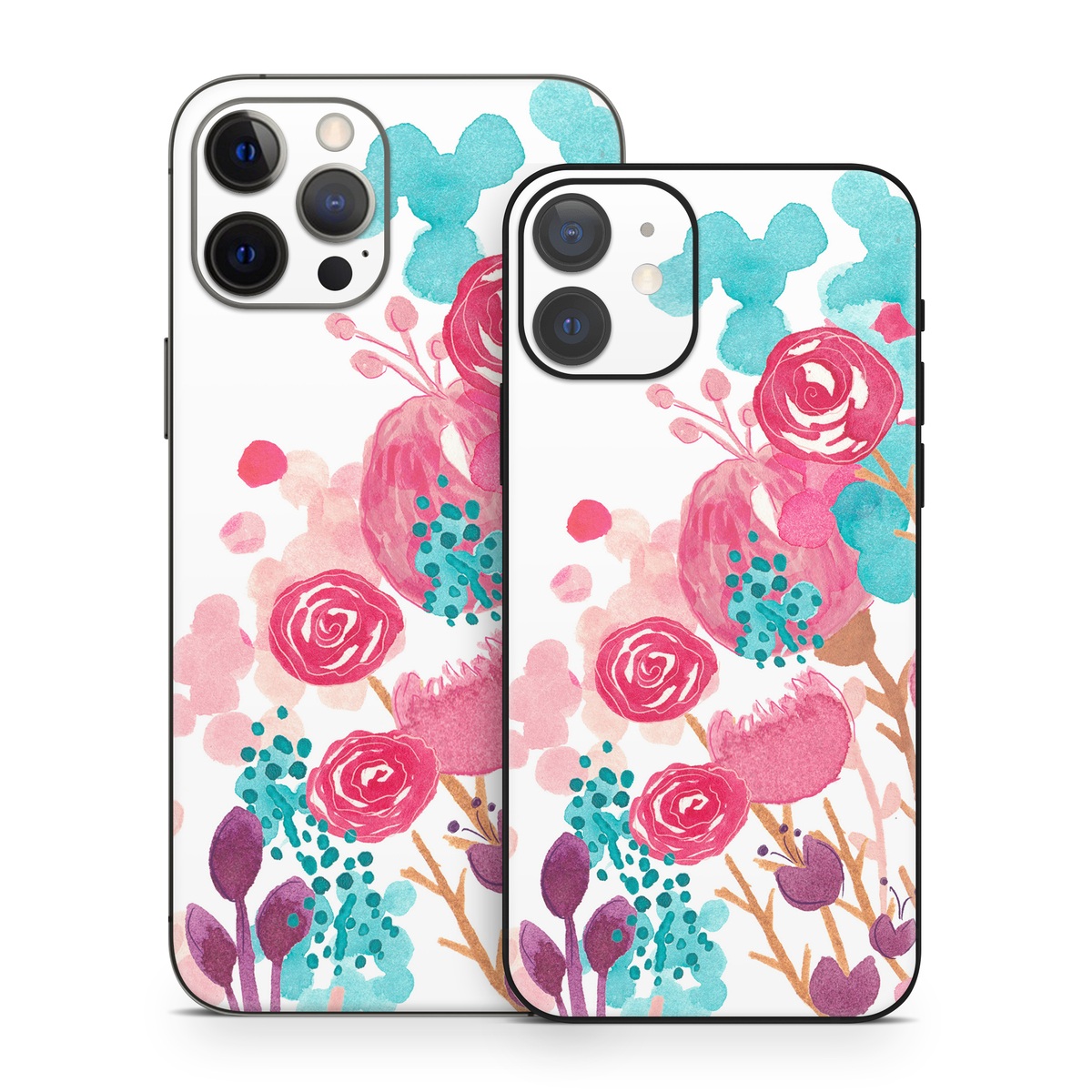 iPhone 12 Series Skin design of Pink, Pattern, Design, Illustration, Clip art, Plant, Graphics, Art, with white, pink, purple, blue, red colors