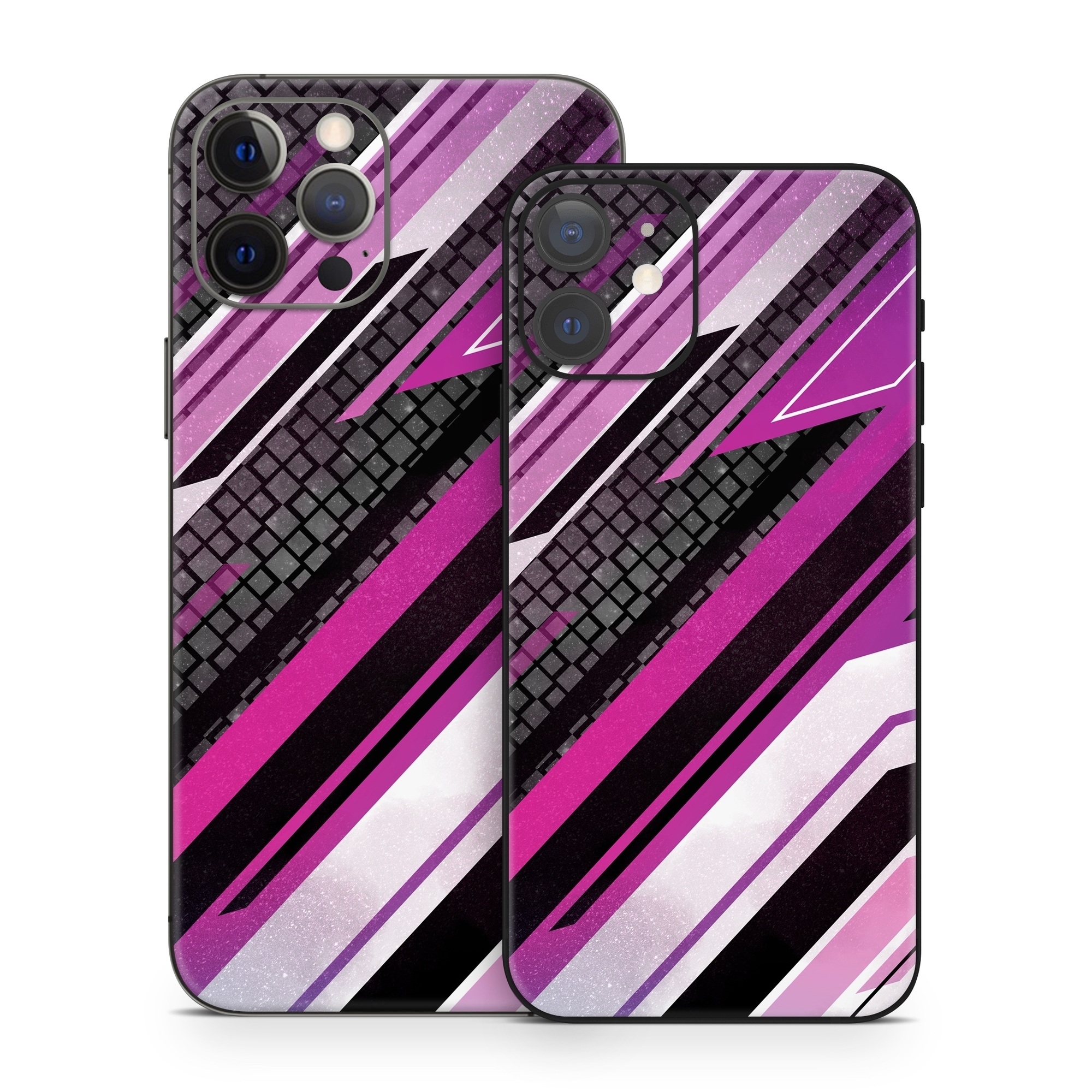 iPhone 12 Series Skin design of Automotive lighting, Hood, Grille, Purple, Automotive design, Automotive exterior, Violet, Motor vehicle, Pink, Line, with black, purple, white, gray, pink colors