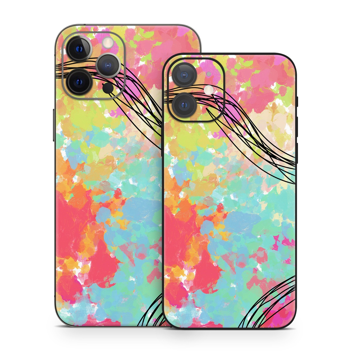 iPhone 12 Series Skin design of Pattern, Line, Graphic Design, Design, Visual Arts, Art, Plant, Wallpaper, Illustration, Cg Artwork, with black, white, red, pink, blue, green, yellow, orange, brown colors