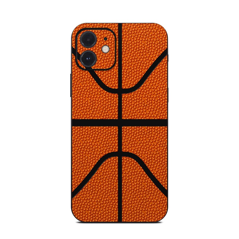 iPhone 12 Series Skin design of Orange, Basketball, Line, Pattern, Sport venue, Brown, Yellow, Design, Net, Team sport, with orange, black colors