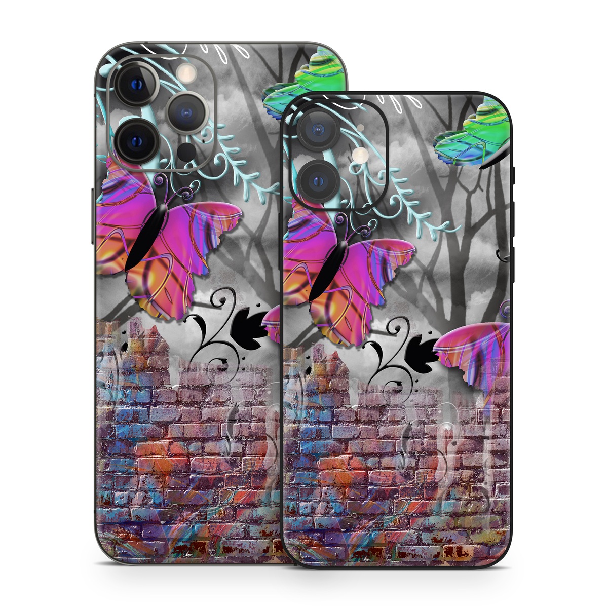 iPhone 12 Series Skin design of Purple, Graphic design, Art, Pattern, Graffiti, Organism, Street art, Wall, Font, Illustration, with red, black, gray, purple, orange, blue, green colors