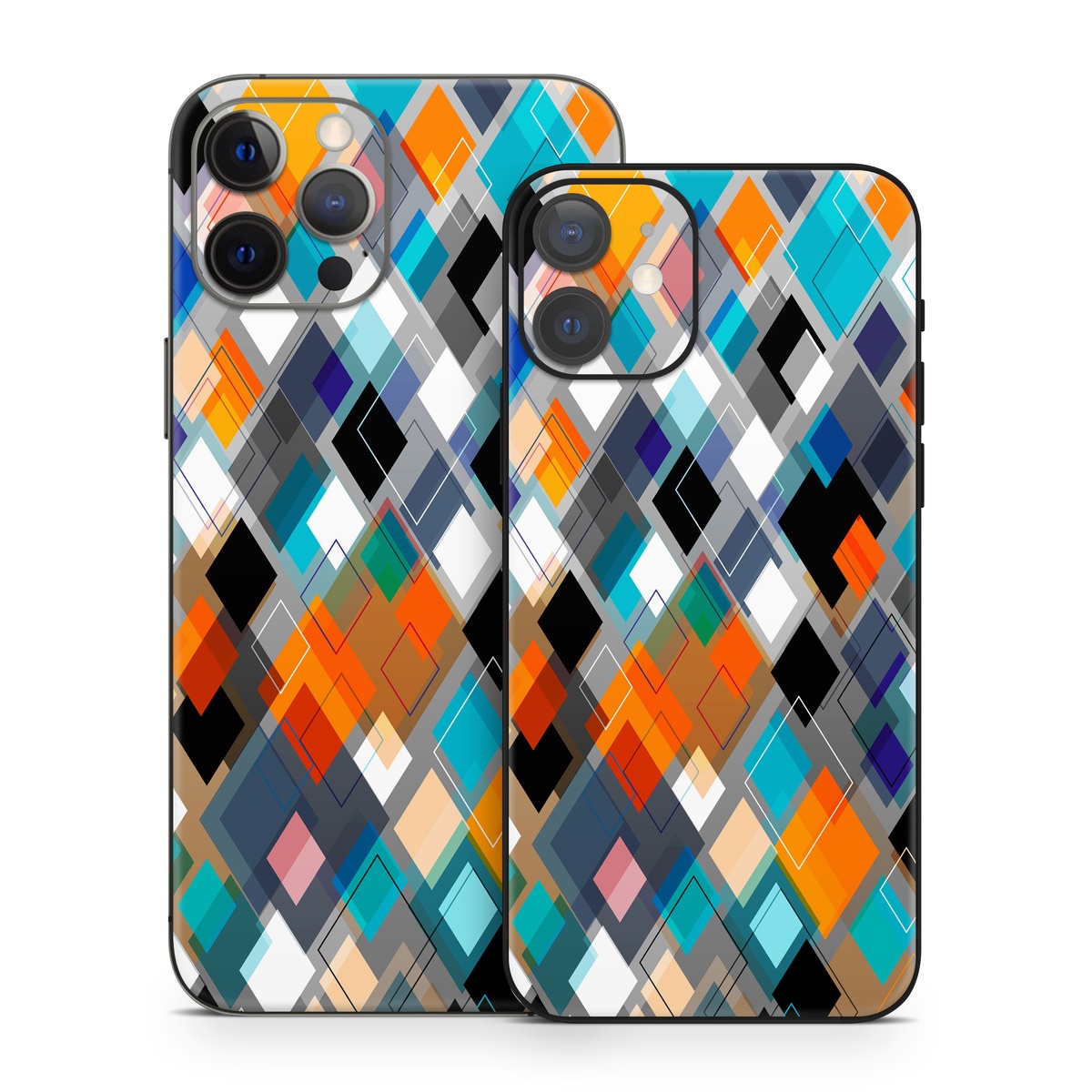 iPhone 12 Series Skin design of Pattern, Line, Design, Colorfulness, Plaid, Tints and shades, Textile, Symmetry, Square, with black, blue, red, orange, white colors