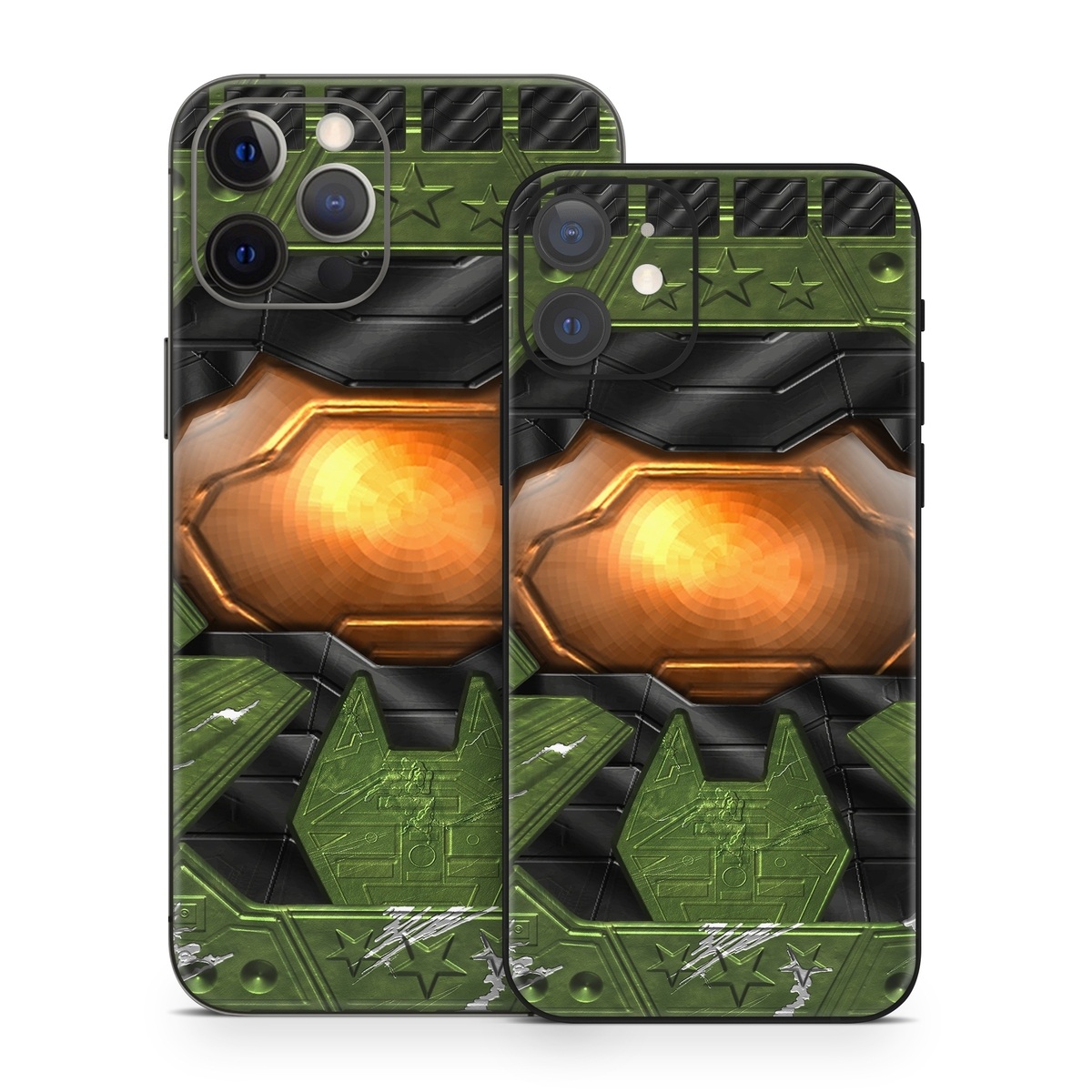 iPhone 12 Series Skin design of Green, Fictional character, Games, Fiction, Pc game, Illustration, Strategy video game, Digital compositing, Art, Screenshot, with green, yellow, orange, black colors