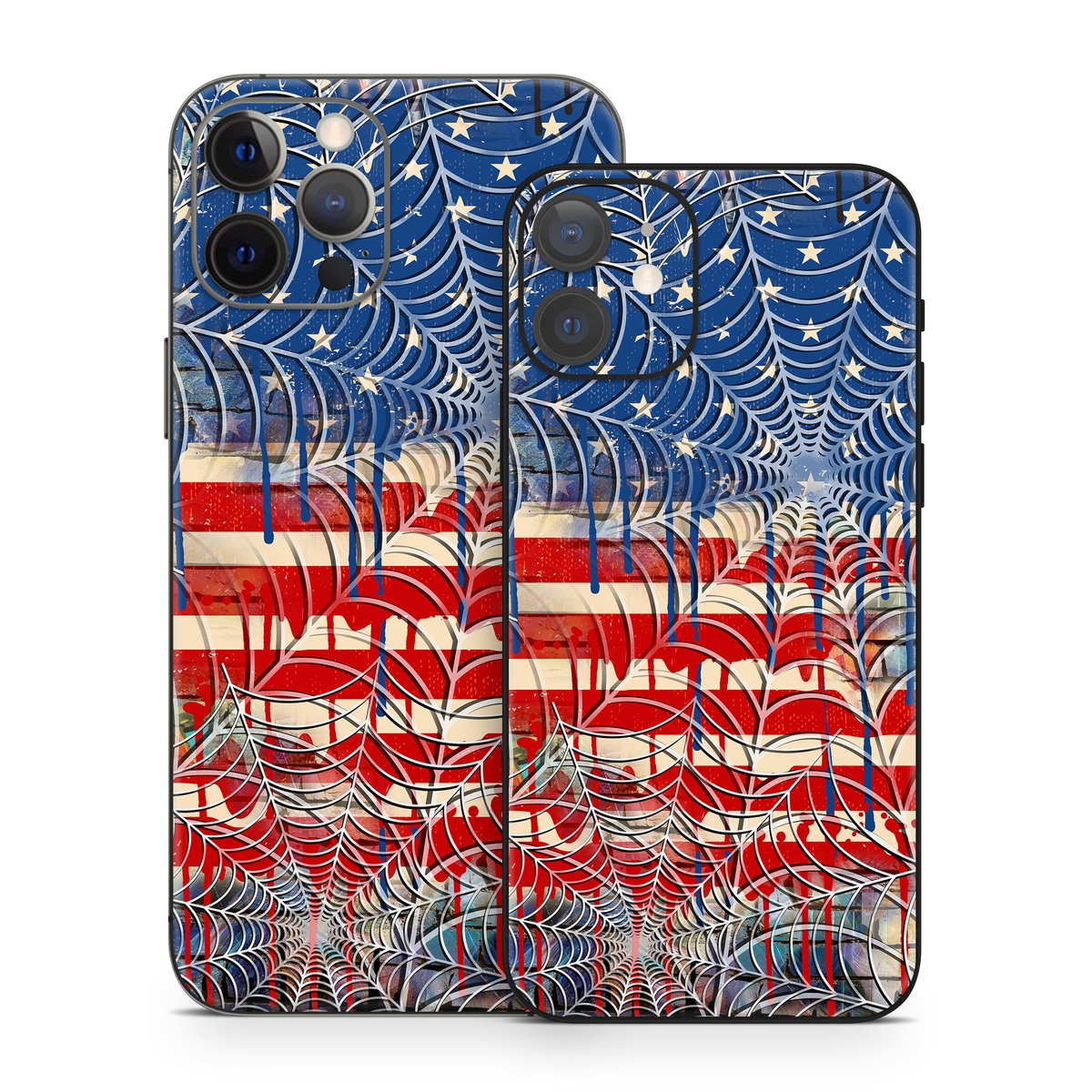 iPhone 12 Series Skin design of Graffiti, Art, Pattern, Flag, Street art, Line, Textile, Mural, Modern art, with red, blue, white, black colors