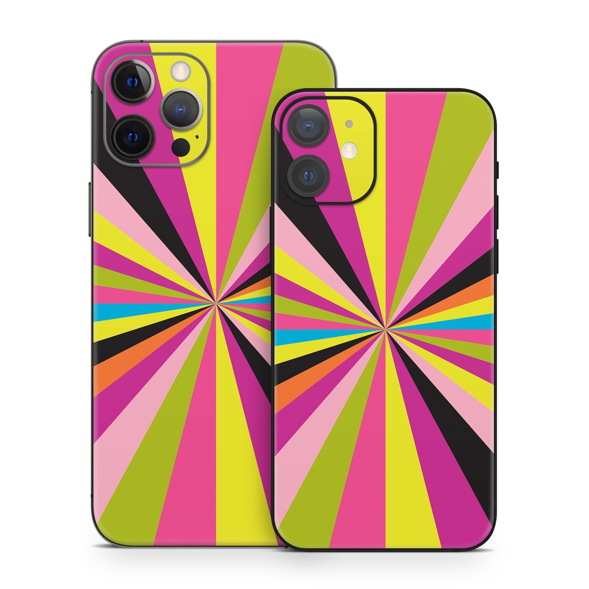 iPhone 12 Series Skin design of Colorfulness, Material property, Magenta, Symmetry, Tints and shades, Creative arts, Pattern, Electric blue, Art, Design, with black, pink, yellow, purple, green, blue, orange colors