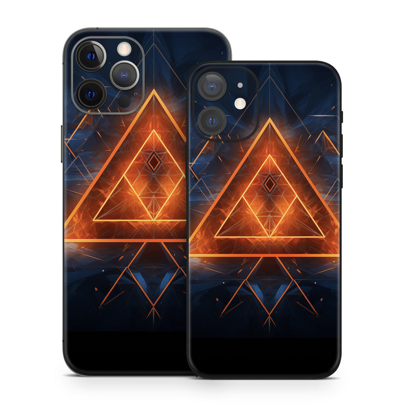 iPhone 12 Series Skin design of Sky, Atmosphere, Water, Triangle, Cloud, Electricity, Astronomical object, Tree, Star, Font, with black, white, orange, yellow, red, blue colors
