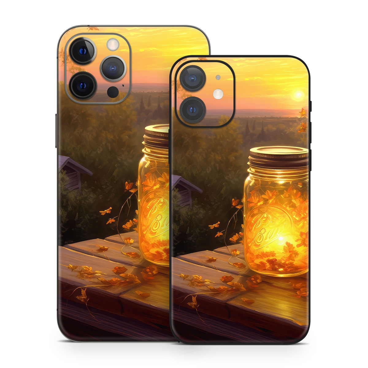 iPhone 12 Series Skin design of Sky, Plant, Amber, Candle, Wood, Orange, Sunlight, Cloud, Sunset, Heat, with yellow, orange, black, green, gray, red colors