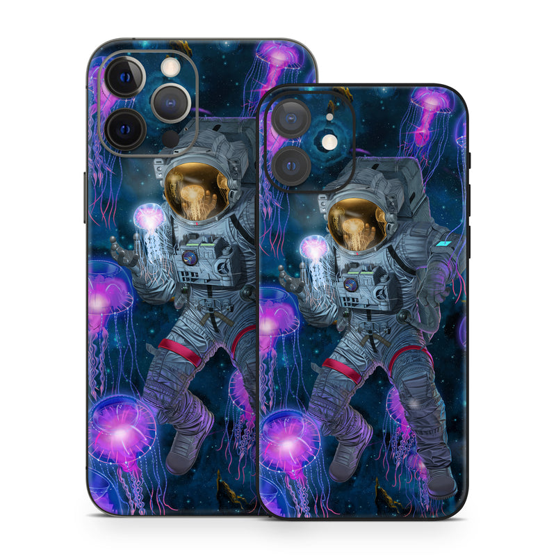 iPhone 12 Series Skin design of Light, Blue, Purple, World, Astronaut, Art, Astronomical object, Space, Cg artwork, Electric blue, with black, blue, gray, white, purple, yellow, red, brown colors