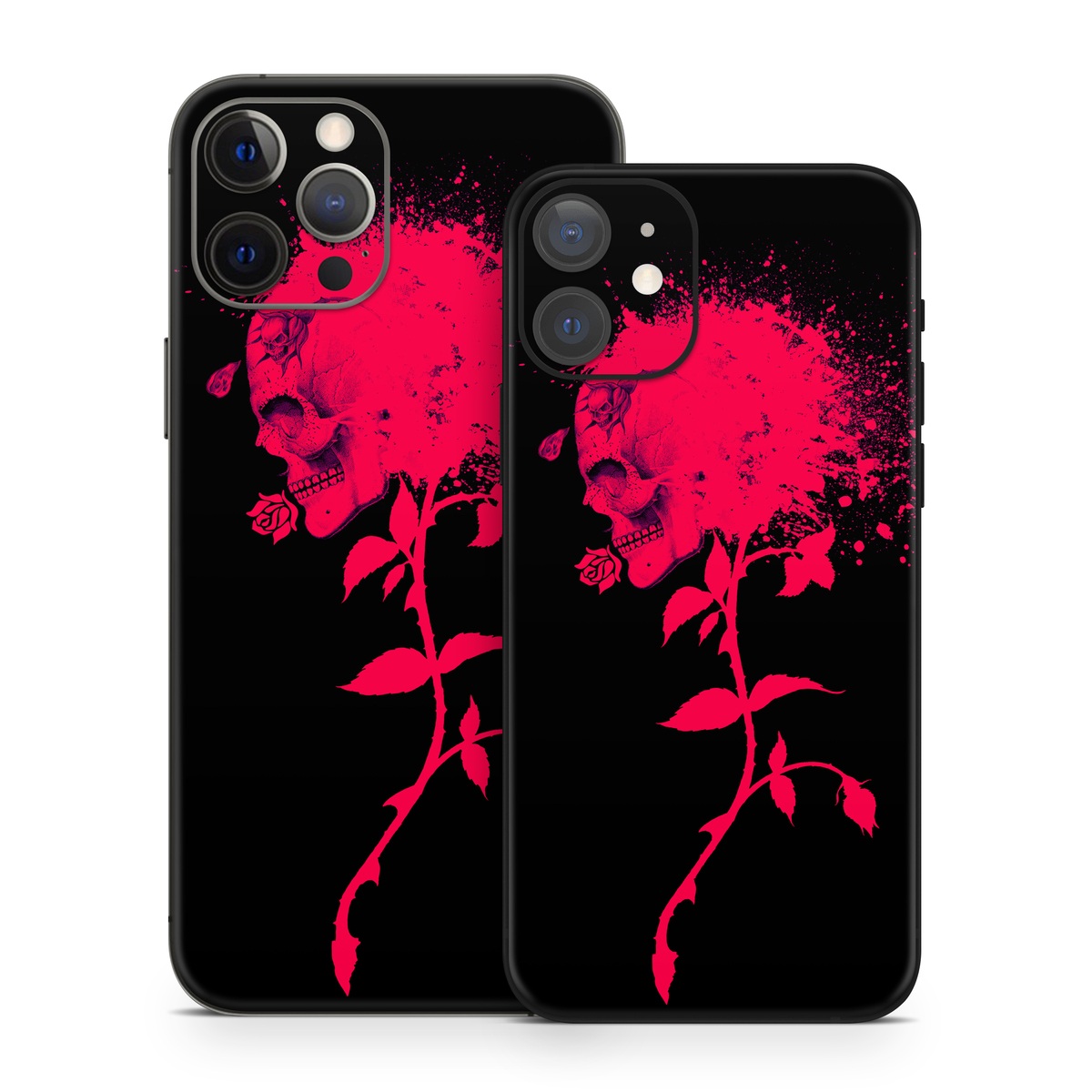 iPhone 12 Series Skin design of Red, Black, Pink, Graphic design, Magenta, Visual arts, Graphics, Illustration, Plant, Art, with black, red colors