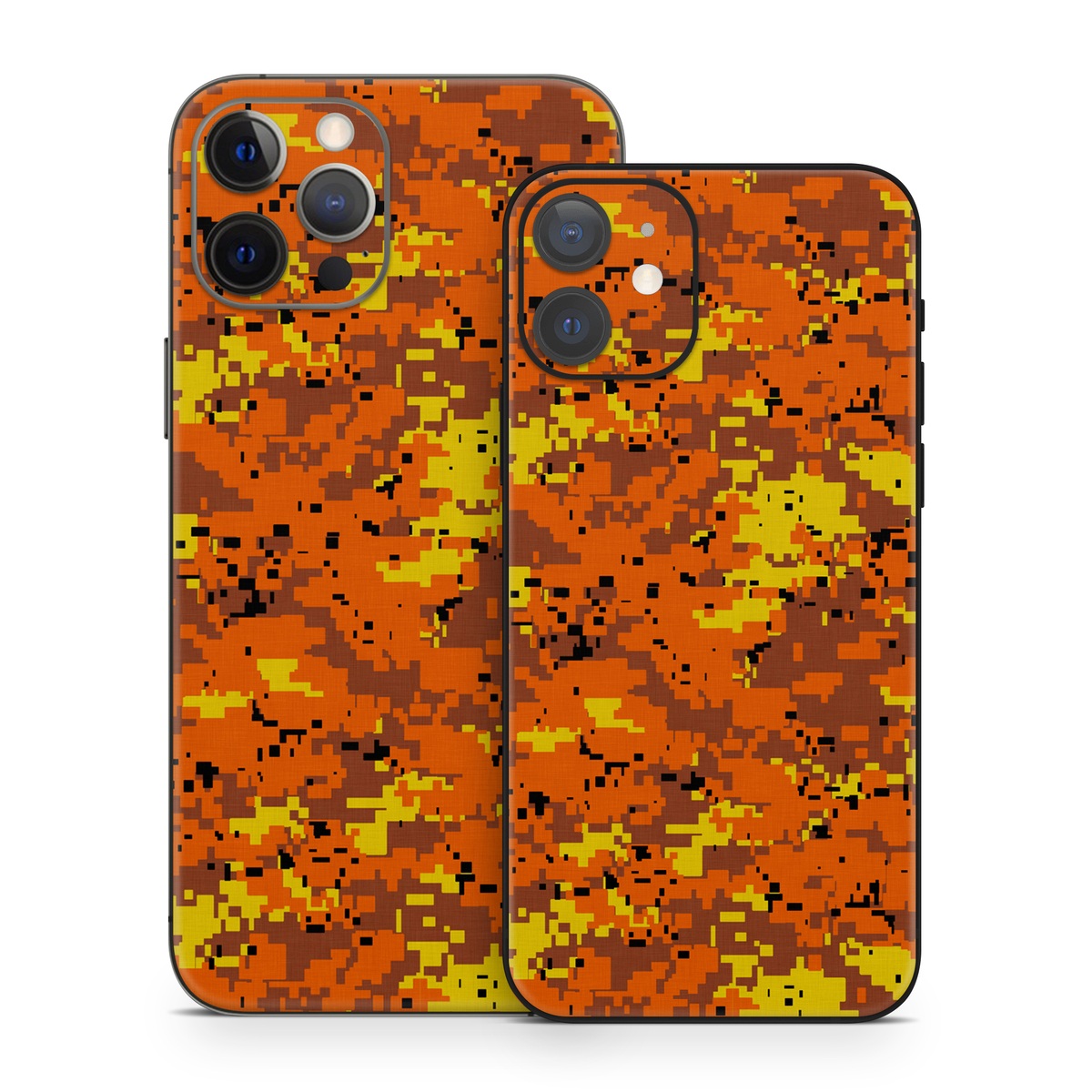 iPhone 12 Series Skin design of Orange, Yellow, Leaf, Tree, Pattern, Autumn, Plant, Deciduous, with red, green, black colors
