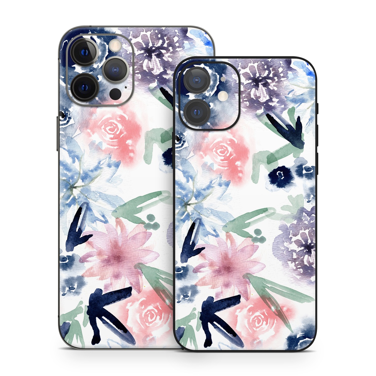 iPhone 12 Series Skin design of Pattern, Graphic design, Design, Floral design, Plant, Flower, Illustration, with white, blue, purple, green, pink colors