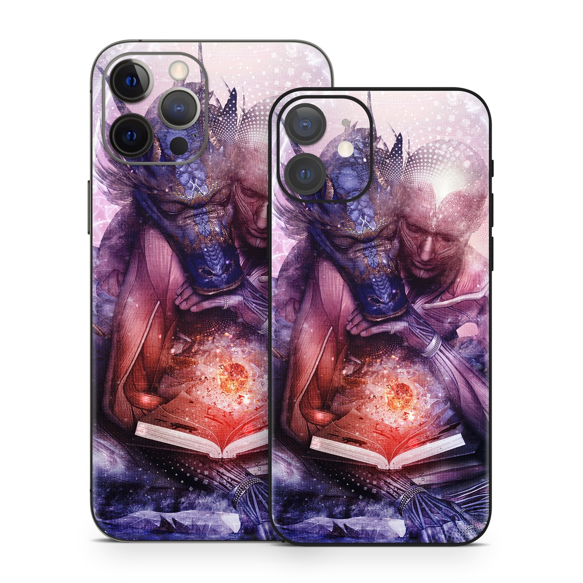iPhone 12 Series Skin design of Cg artwork, Illustration, Graphic design, Fictional character, Mythology, Graphics, Space, Art, Darkness, with blue, black, red, yellow, white colors