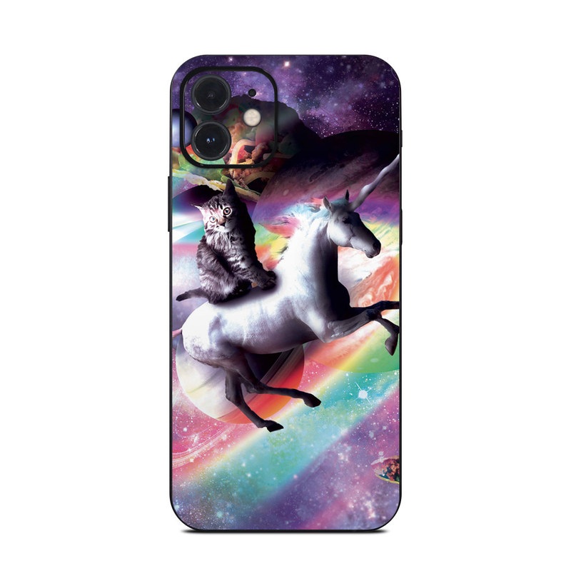 iPhone 12 Series Skin design of Illustration, Graphic design, Fictional character, Space, Sky, Astronomical object, Universe, Outer space, Art, Unicorn, with black, white, gray, red, yellow, green, blue, orange colors