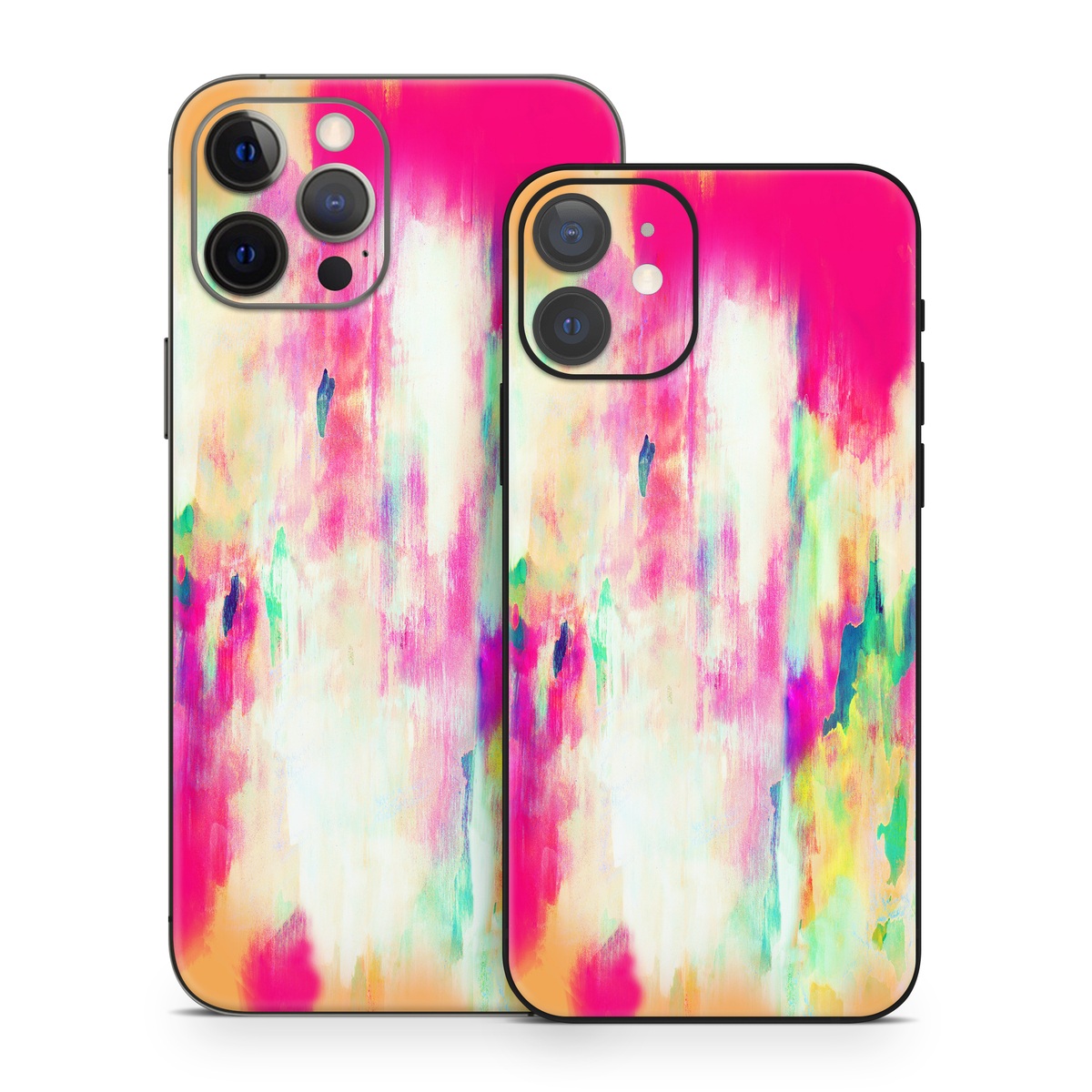 iPhone 12 Series Skin design of Pink, Magenta, Art, Watercolor paint, Dye, Visual arts, Pattern, Modern art, Painting, Acrylic paint, with red, white, green colors
