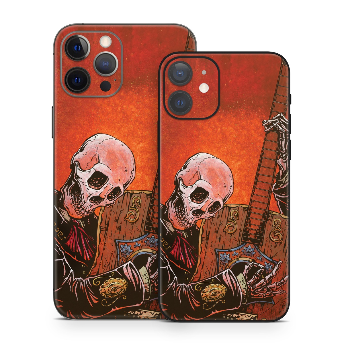 iPhone 12 Series Skin design of Sleeve, Art, Painting, Personal protective equipment, Artist, Music, Font, Visual arts, Drawing, Skull, with white, black, gray, brown, orange, yellow, red colors