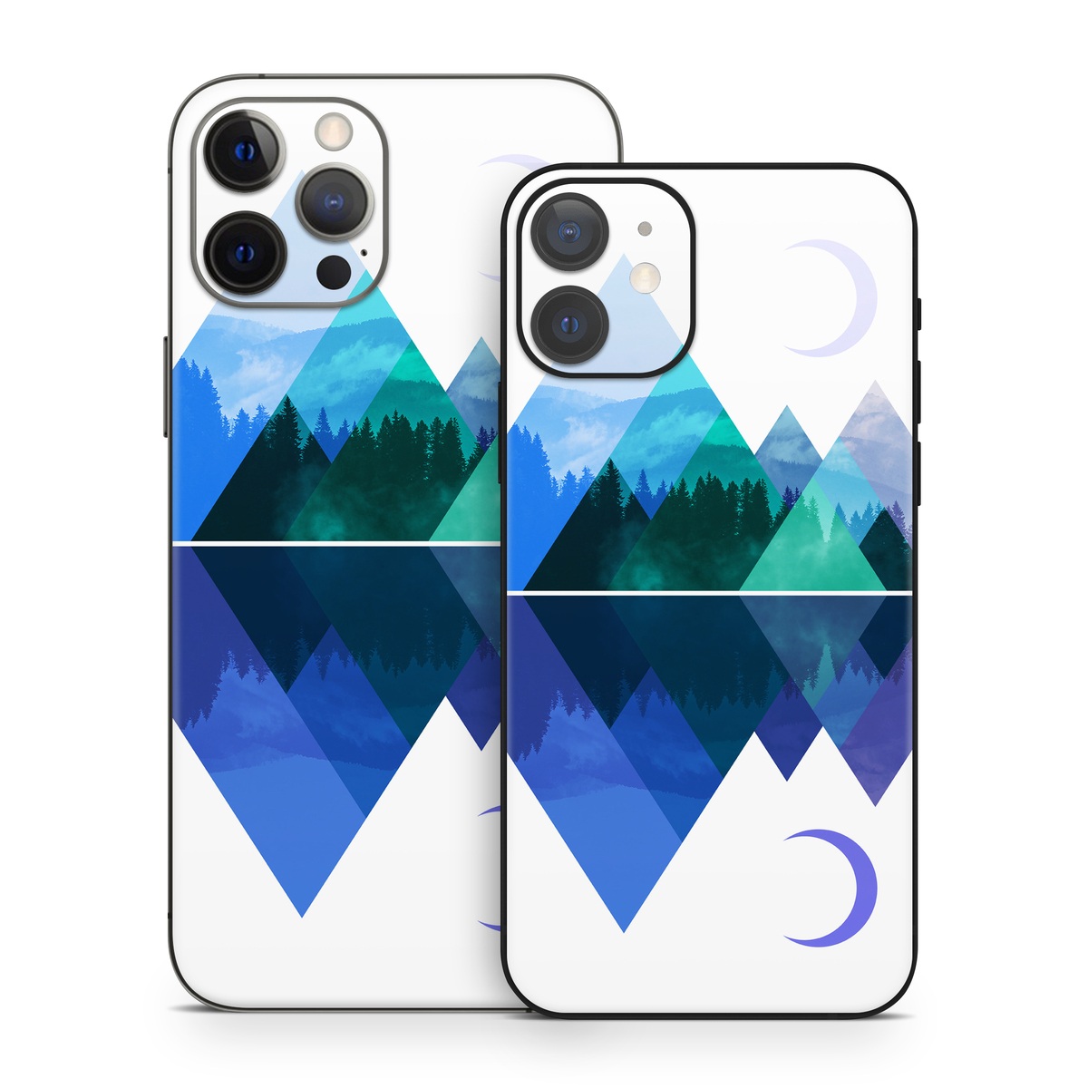 iPhone 12 Series Skin design of Blue, Cobalt blue, Azure, Pattern, Logo, Design, Electric blue, Graphics, Illustration, Triangle, with white, blue, purple, green colors