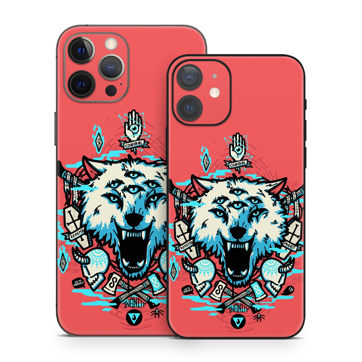 iPhone 12 Series Skin design of Graphic design, Illustration, Crest, Logo, T-shirt, Symbol, Font, Graphics, Emblem, Pattern, with red, blue, black, gray colors