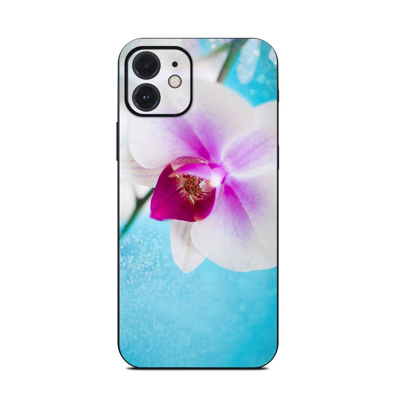 iPhone 12 Series Skin design of Flowering plant, Petal, Flower, Pink, moth orchid, Plant, Purple, Violet, Orchid, Moth Orchid, with gray, blue, purple, red colors