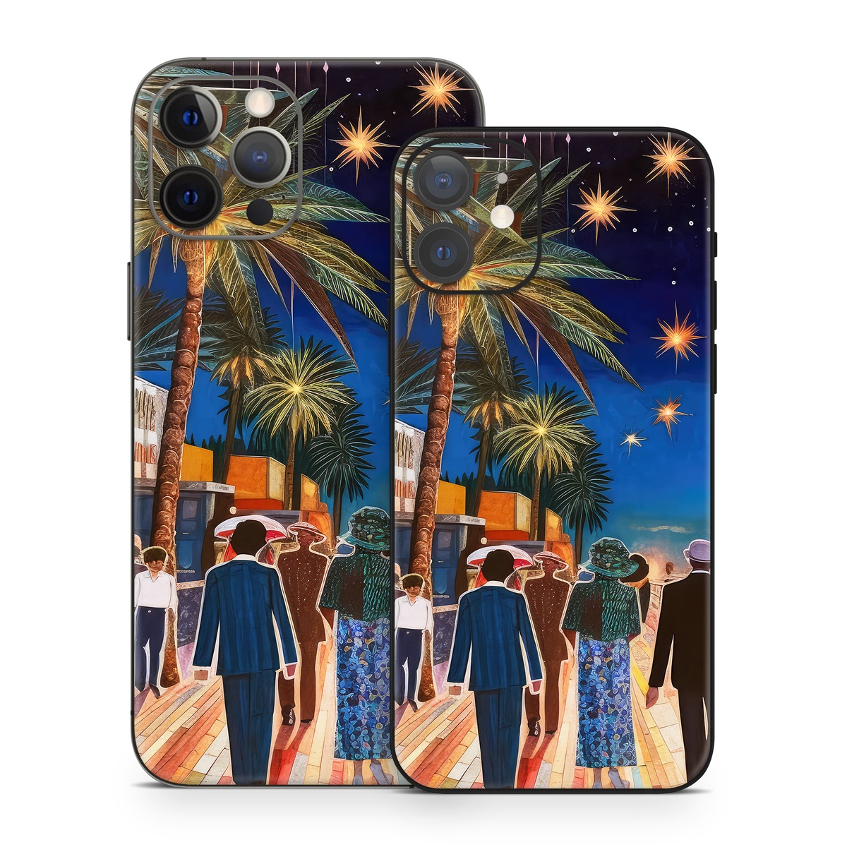 iPhone 12 Series Skin design of Photograph, Sky, World, Light, Tree, Leisure, Line, Fun, Travel, People, with blue, black, yellow, orange, red, green, brown, black colors